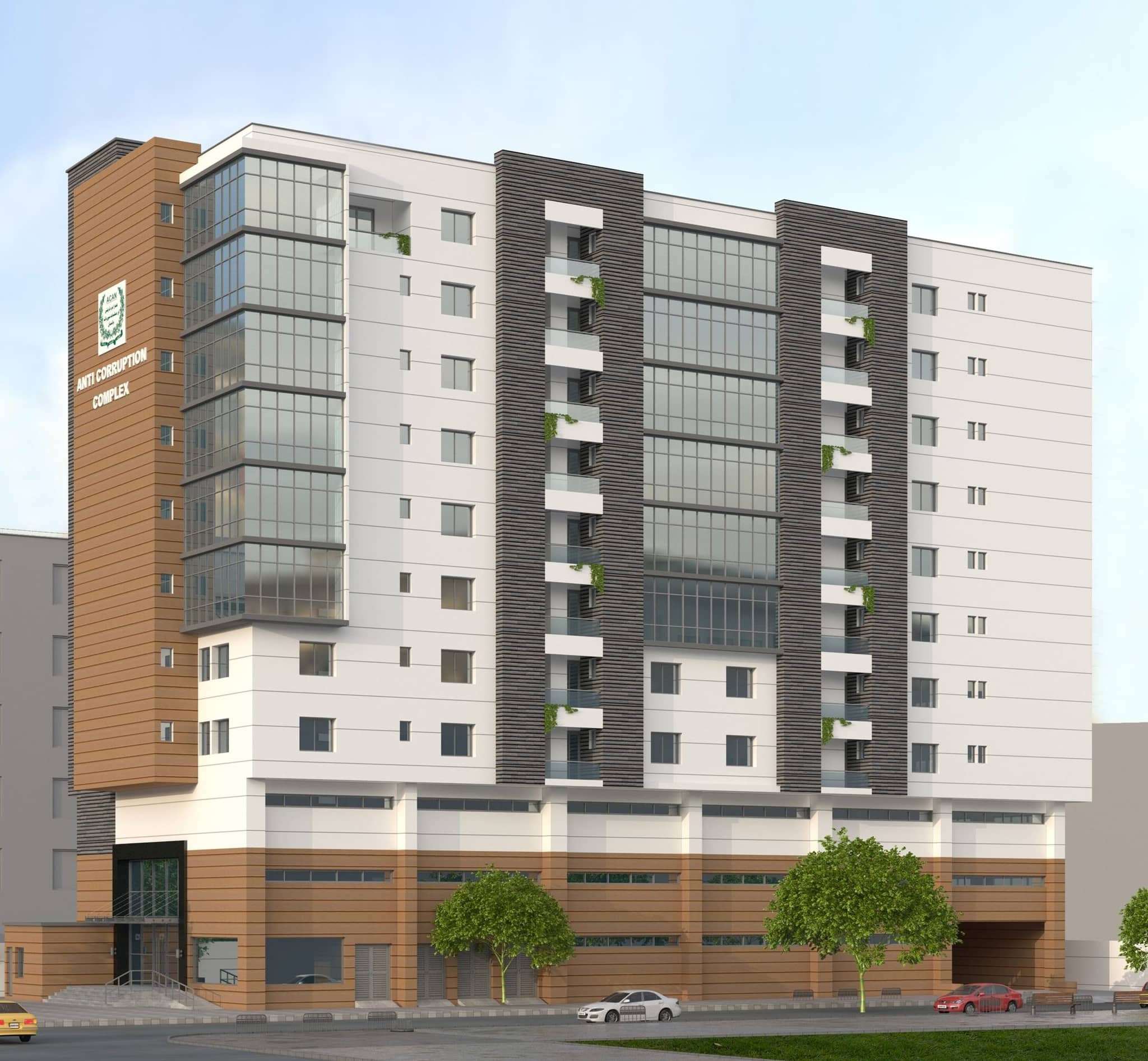 The complex from the street — architect's render Anti-Corruption Complex, Karachi, Karachi