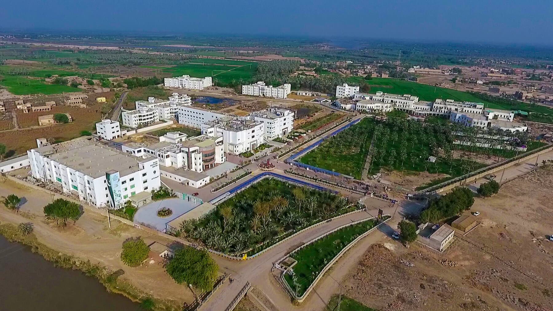 Campus-aerial Pir Abdul Qadir Shah Jeelani Institute of Medical Sciences (PAQSJIMS), Gambat, Khairpur, Sindh