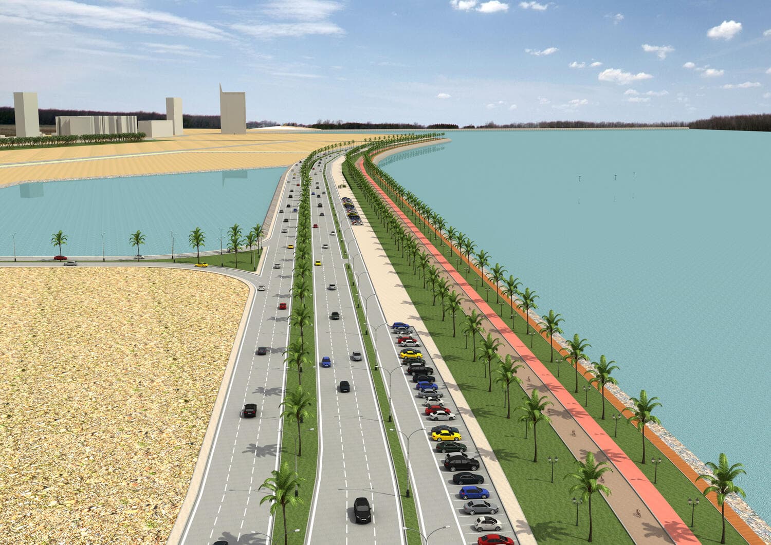 The proposed sea wall and carriageway from Dolmen Mall to China Port, Clifton, Karachi
