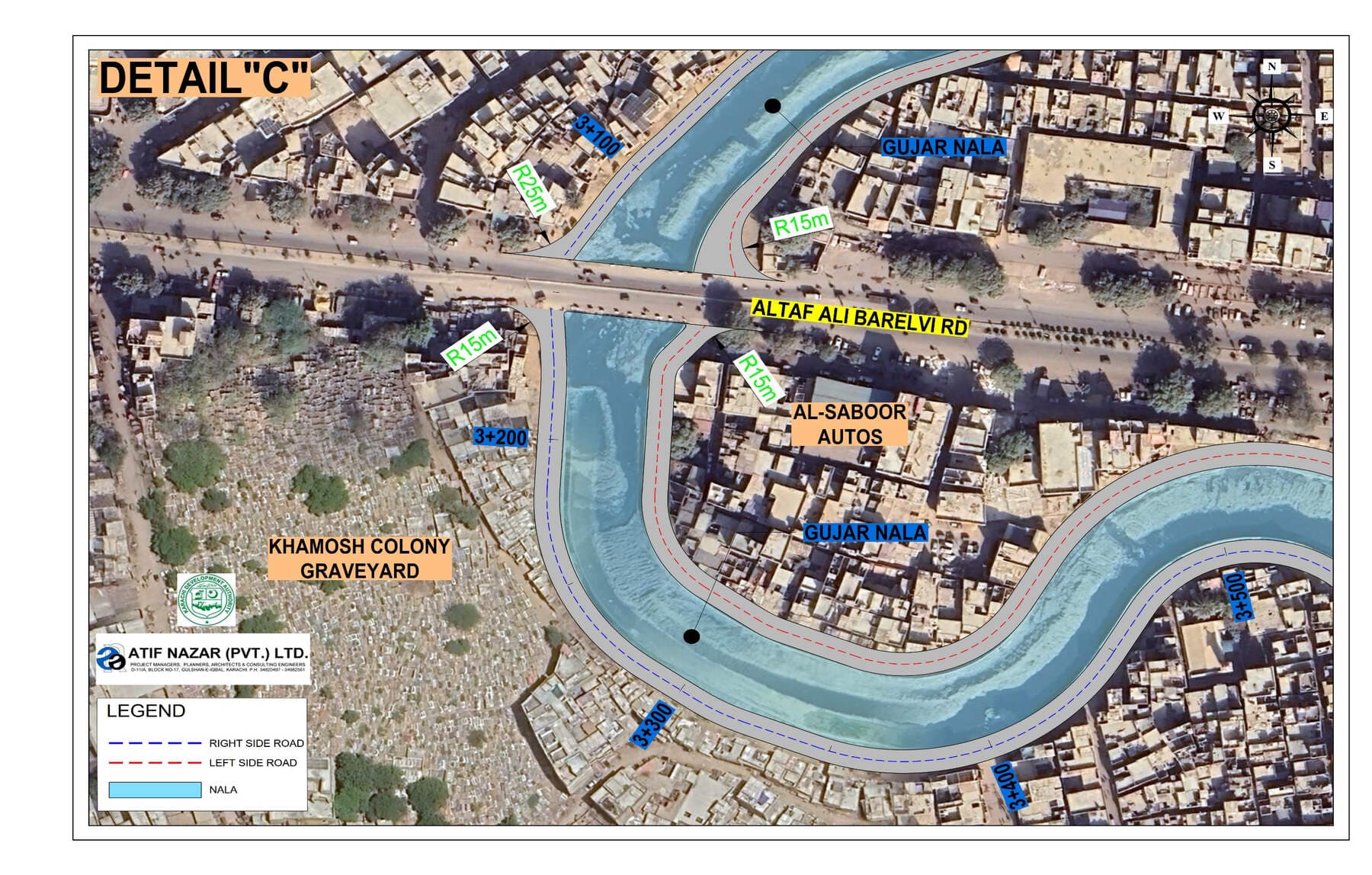 Proposal — detail at the Altaf Ali Barelvi Road crossing. Gujjar Nala Corridor Connection to the Lyari Expressway, Gujjar Nala corridor, District Central, Karachi