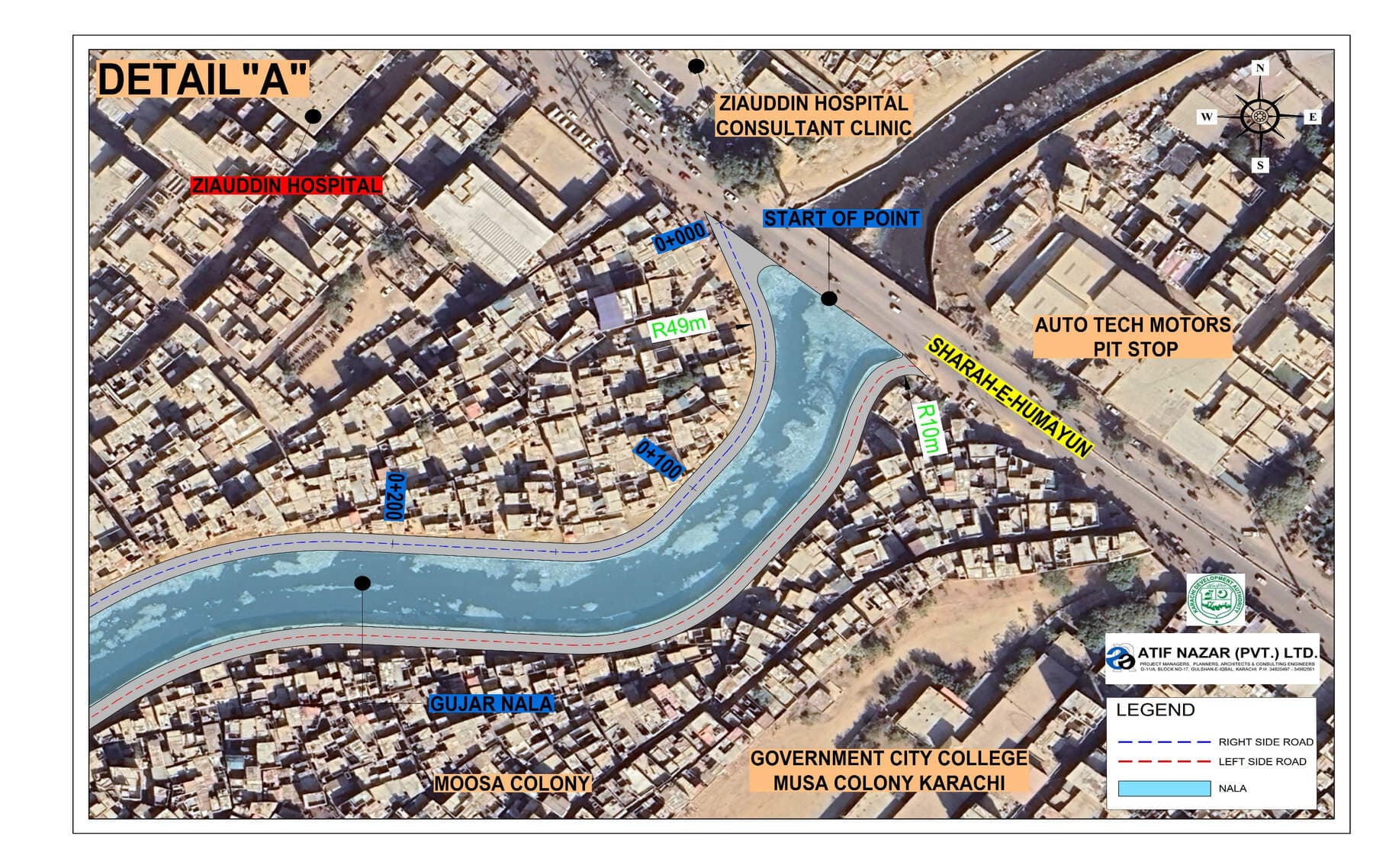 Proposal — detail at the Shahrah-e-Humayun crossing. Gujjar Nala Corridor Connection to the Lyari Expressway, Gujjar Nala corridor, District Central, Karachi
